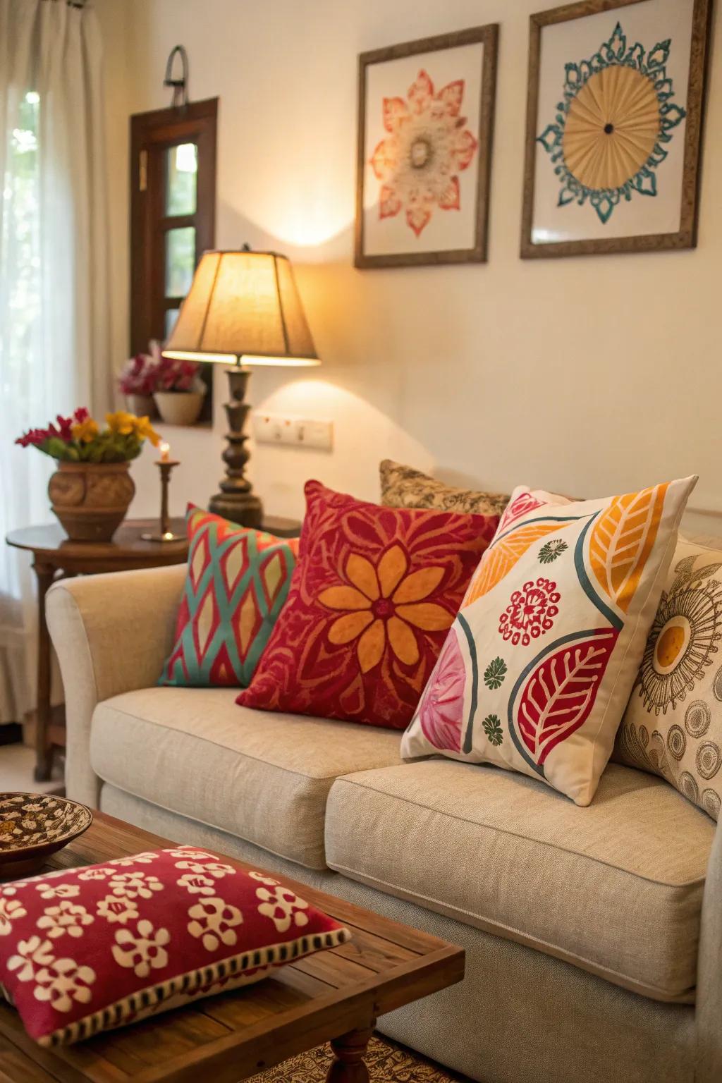 Revitalize your textiles with stenciled designs.