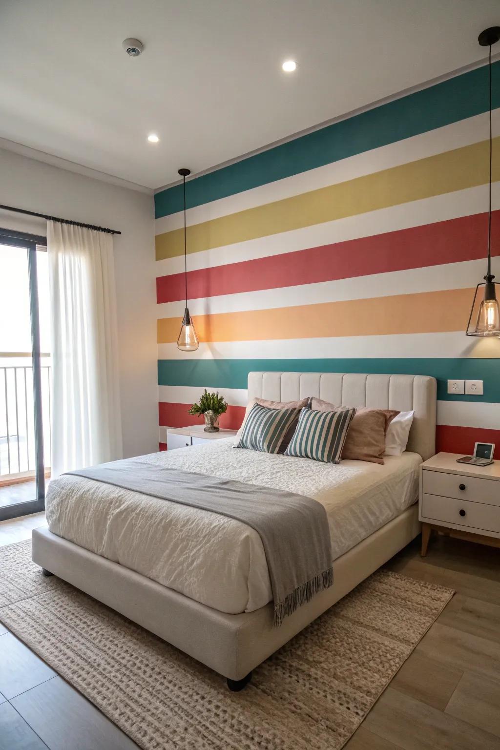 Striped accent walls can redefine your room's dimensions.