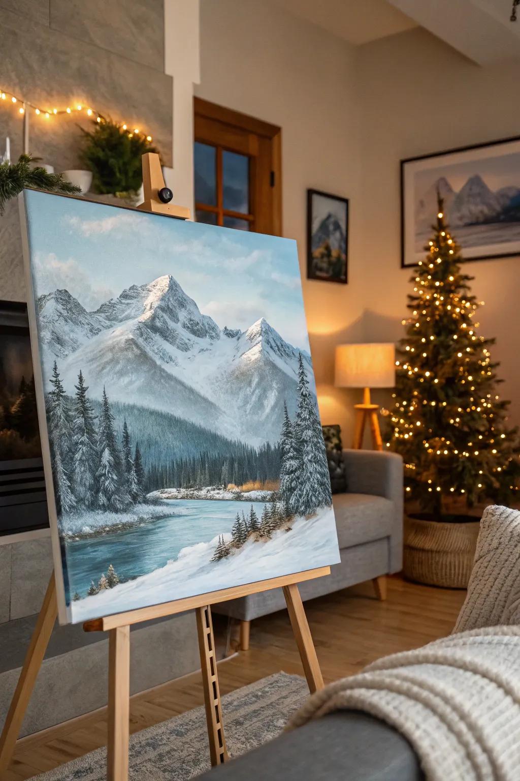 Capture the tranquility of snowy mountains with this easy painting idea.