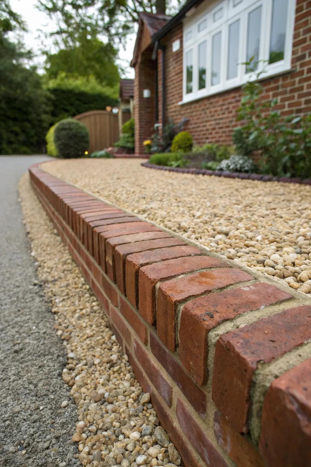 Timeless Elegance: Masterfully Crafted Brick Borders for Your Driveway