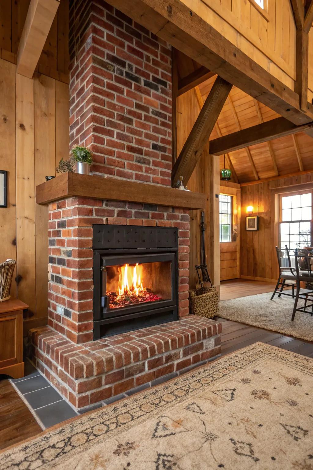 Bring rustic charm into your home with a brick-look tile surround.