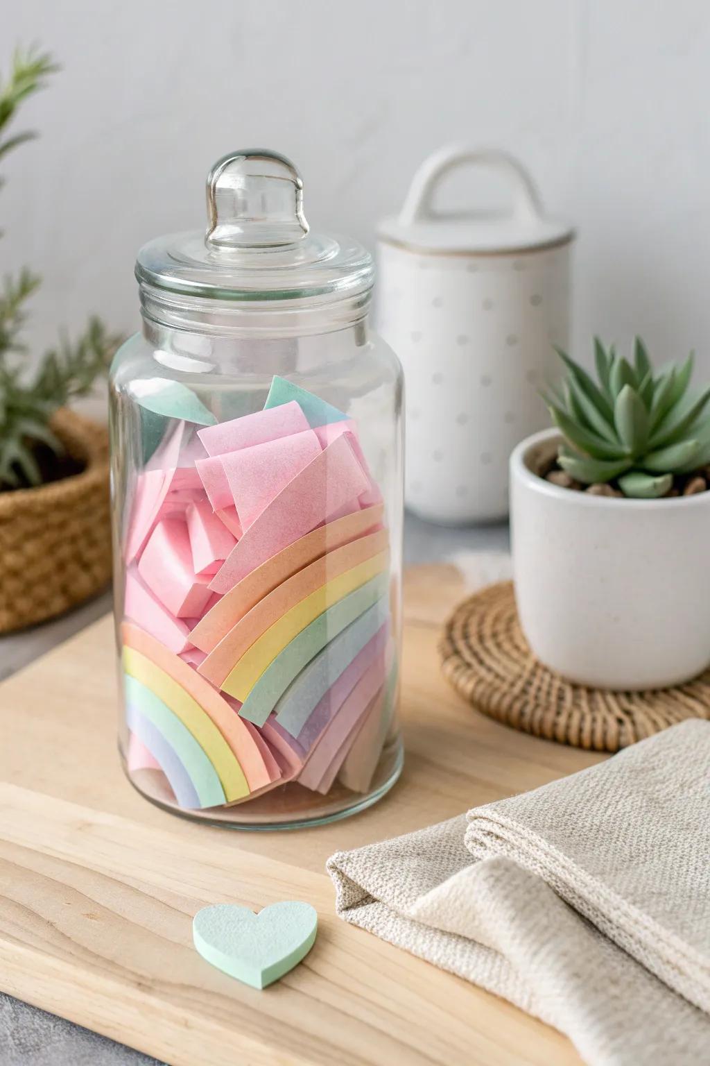 A jar full of colorful encouragements is like a gentle hug for your spirit. 🌿✨