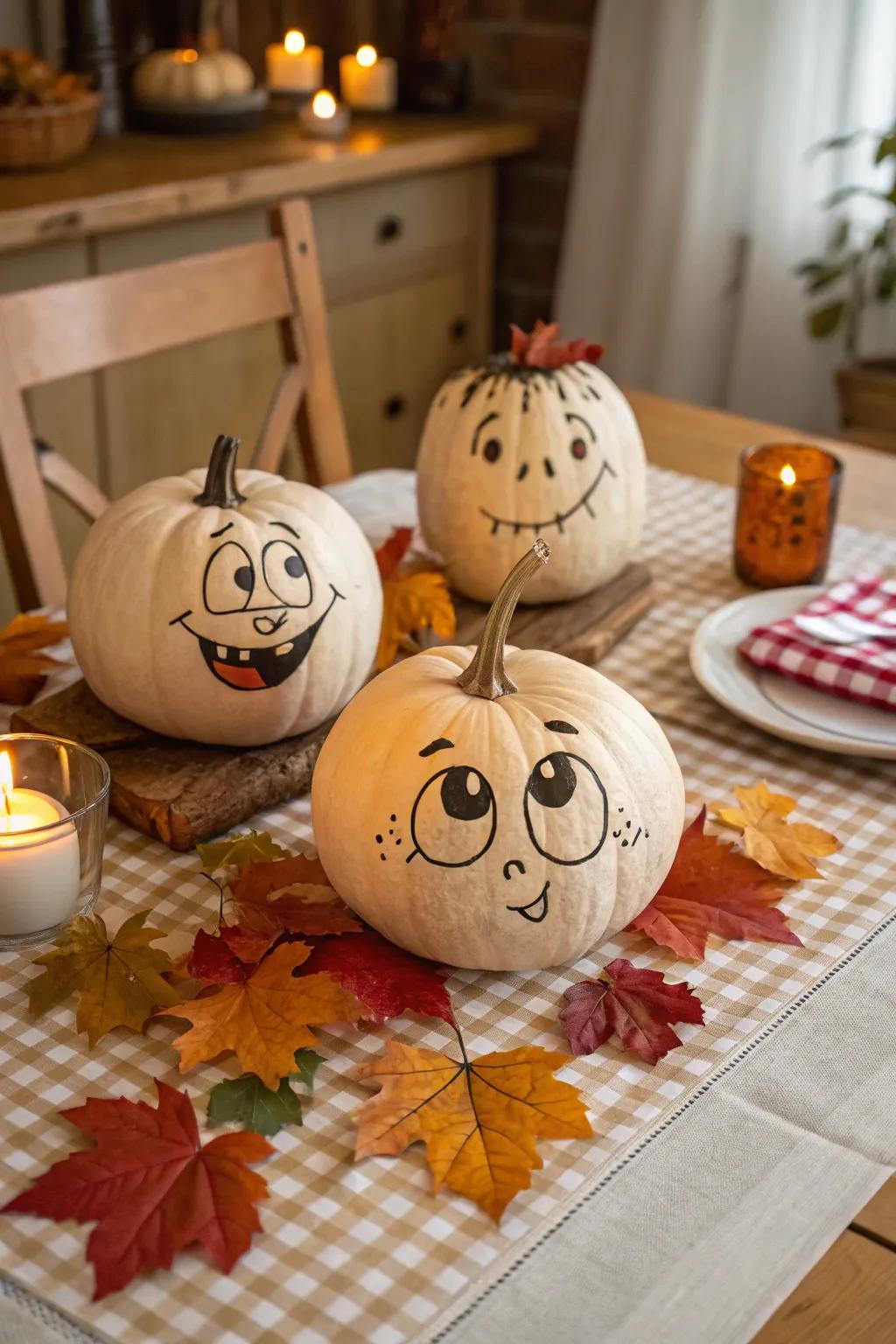 Add charm to your table with whimsical pumpkin doodles.