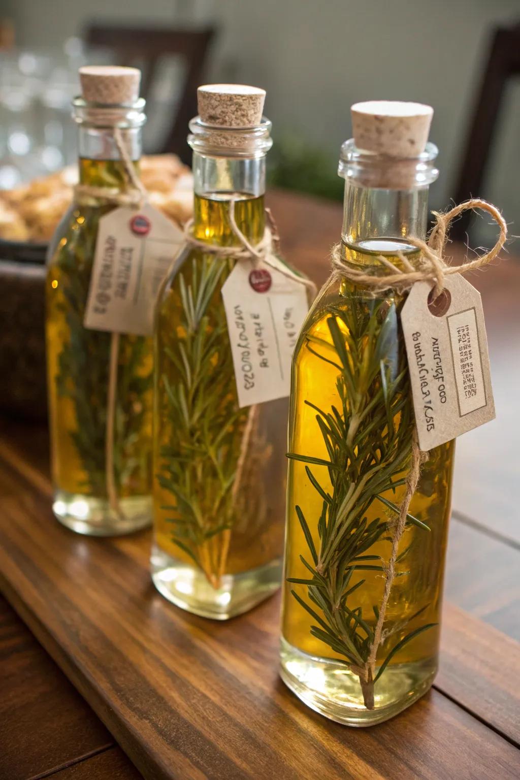 Herb-infused oils are a delightful and elegant favor.