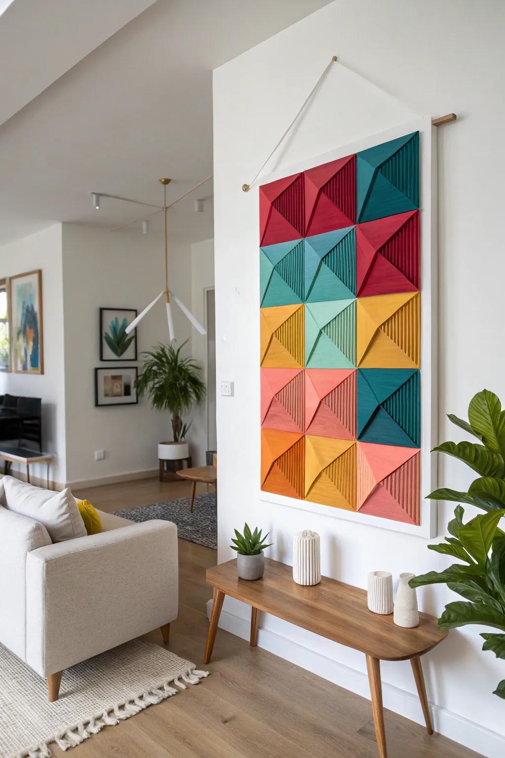 Modern geometric foam paper wall art for a contemporary touch.