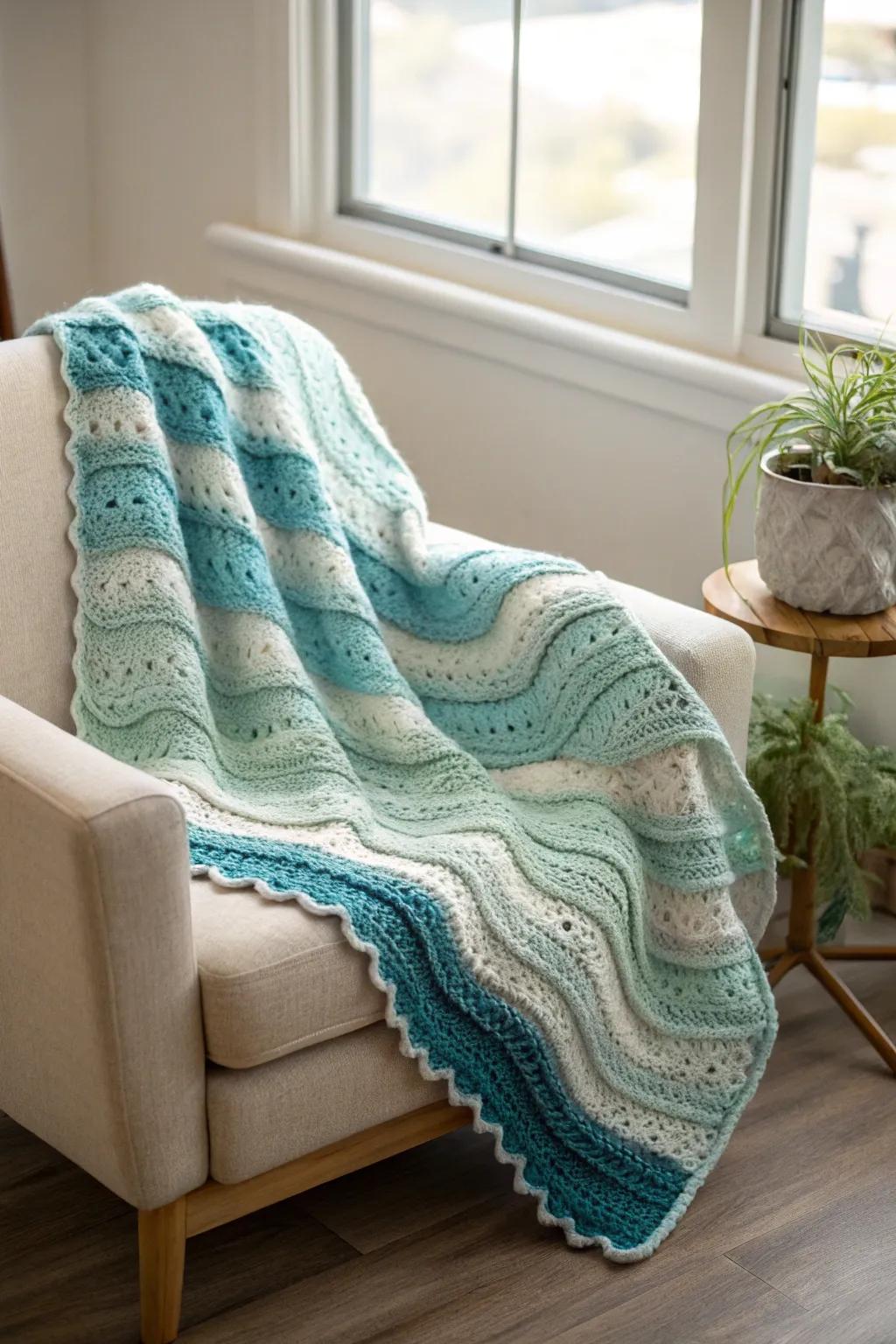 Wrap your little one in the serene waves of handcrafted elegance. 🌊🧶 #CrochetMagic #ScandiBoho #OceanVibes