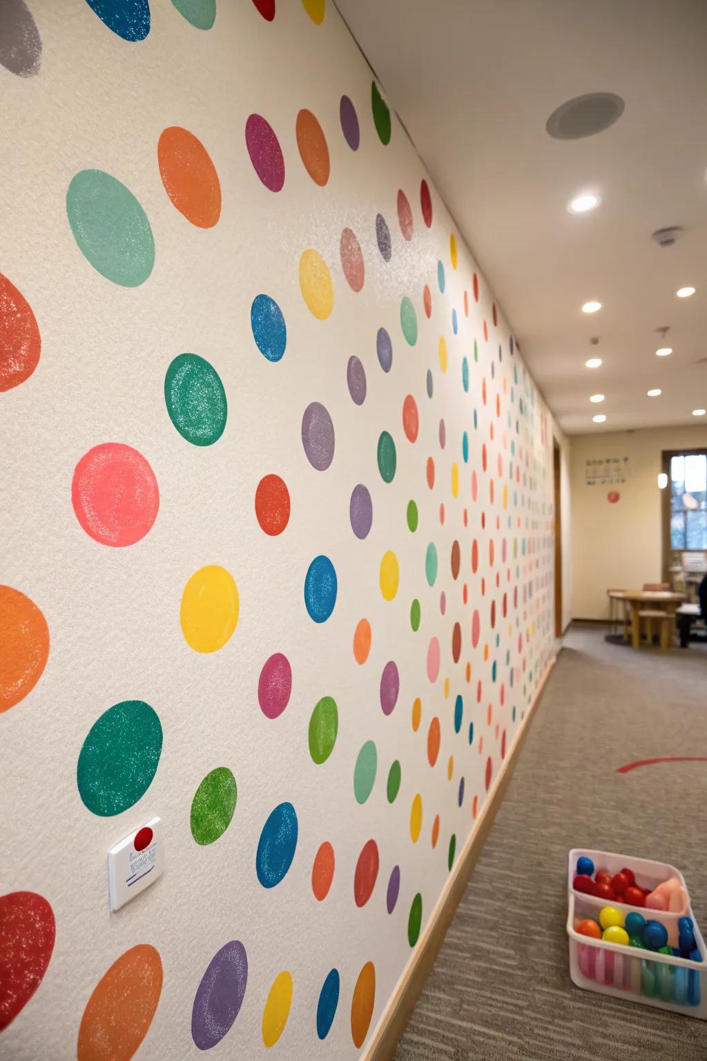 Whimsical polka dots bring joy to this playful space.