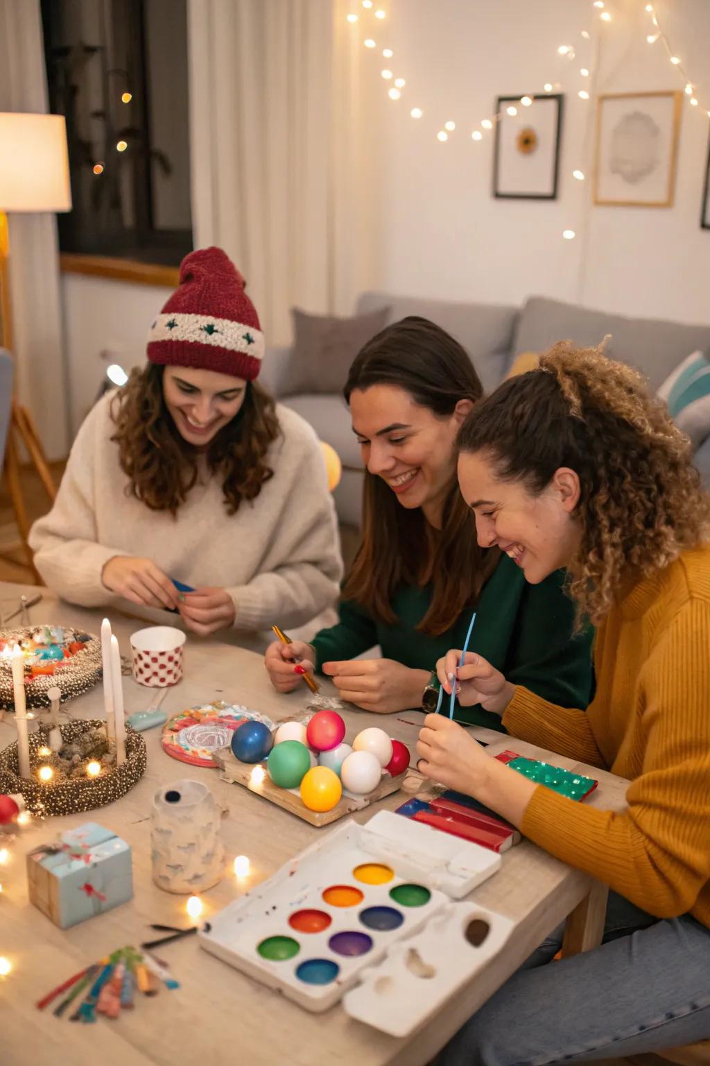 Get crafty with a DIY ornament exchange for a personal Friendsmas touch.