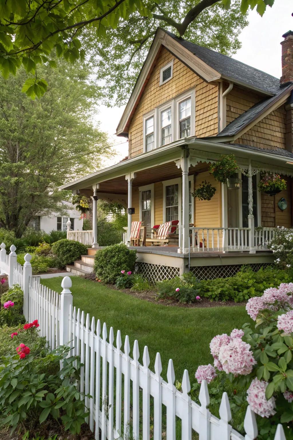 Rustic charm with wooden frieze boards.