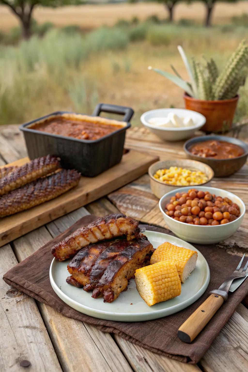 Delight guests with a hearty spread of cowboy-style dishes.