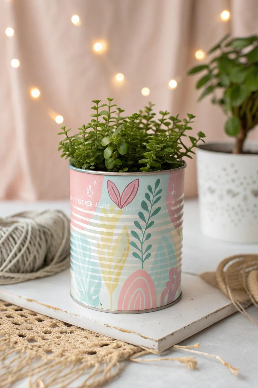 Transform your space with eco-friendly elegance: vibrant painted plant pots for a touch of natural beauty.
