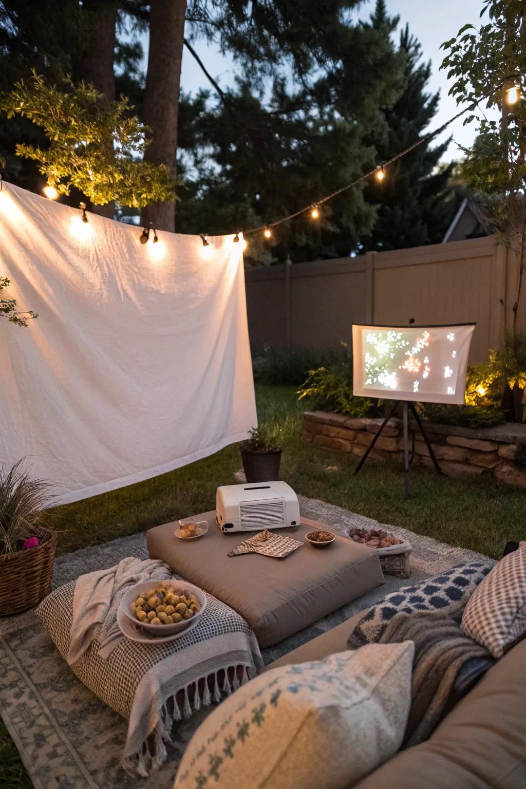 Enjoy a cozy movie night under the stars for Father's Day.