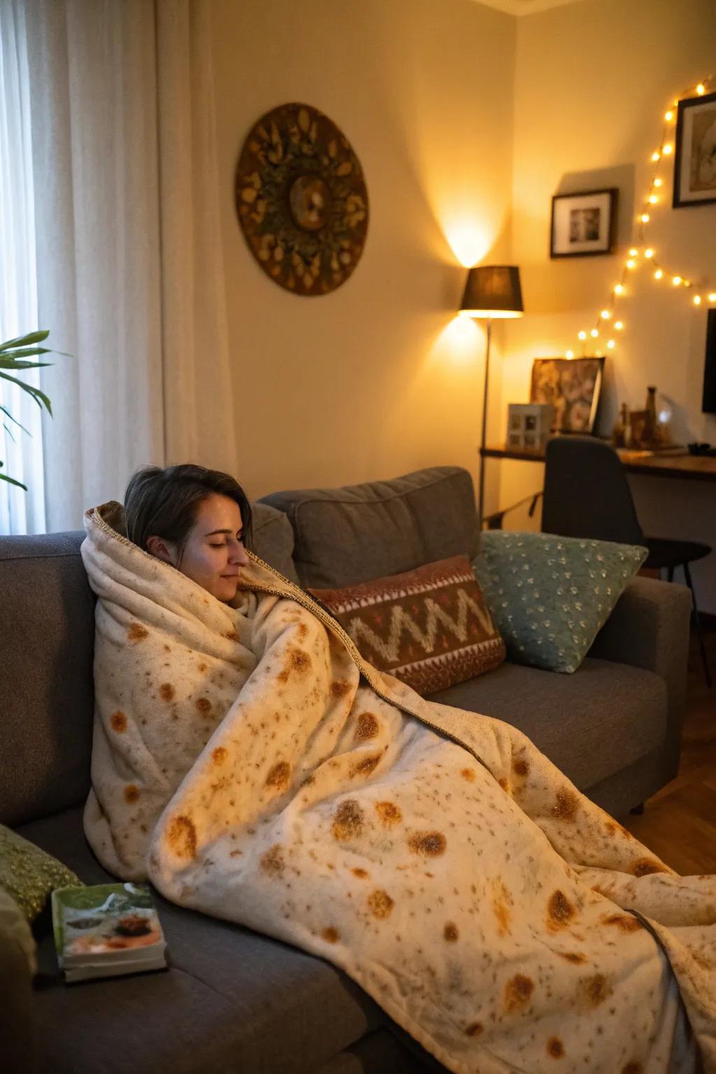 Snuggle up in a burrito blanket and become the ultimate comfort food.