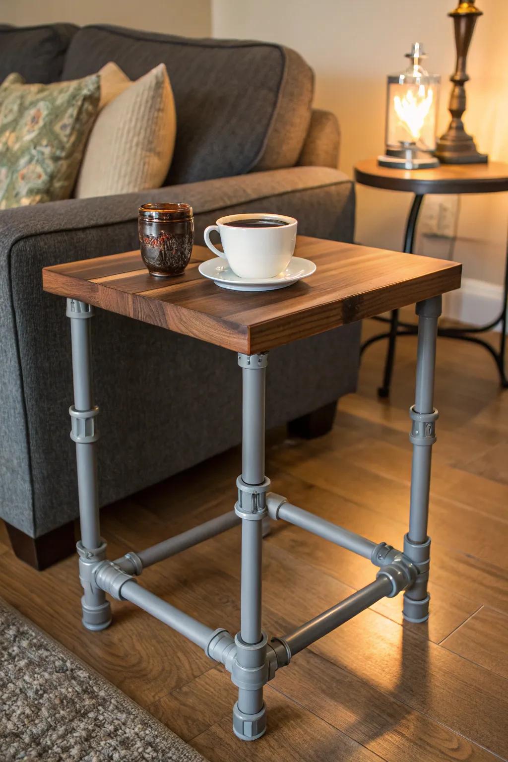 Elevate your space with this industrial-chic DIY side table, perfect for coffee and conversation.