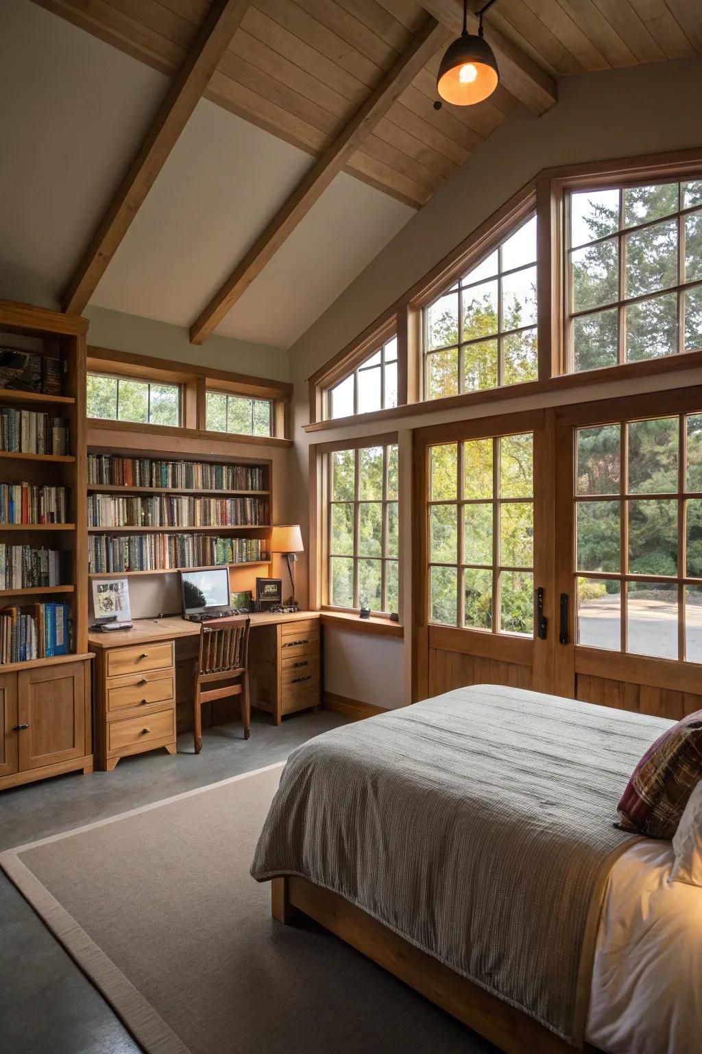 Natural light transforms your garage bedroom into a bright and welcoming space.