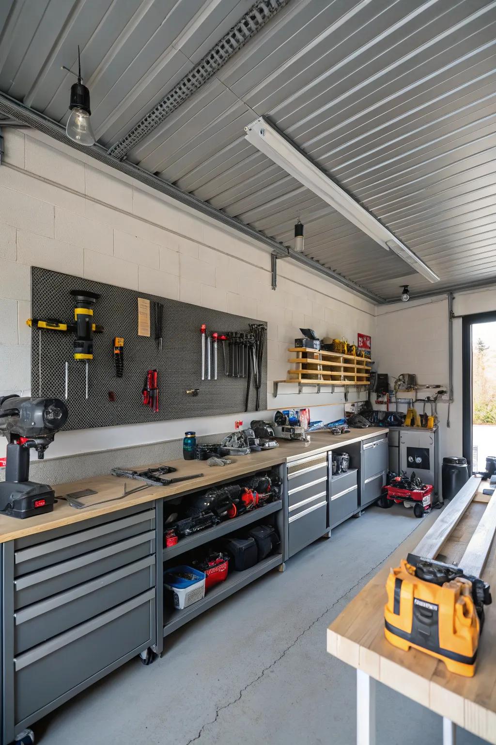 Industrial gray provides a sleek, modern vibe to your garage.