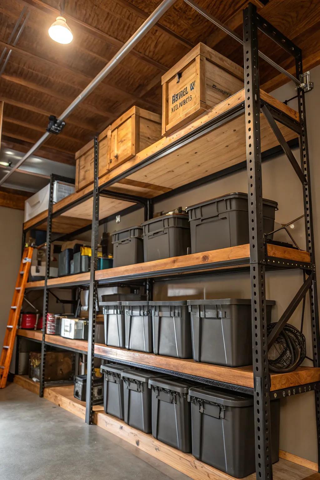 Elevate your garage organization with stylish and efficient overhead storage solutions.