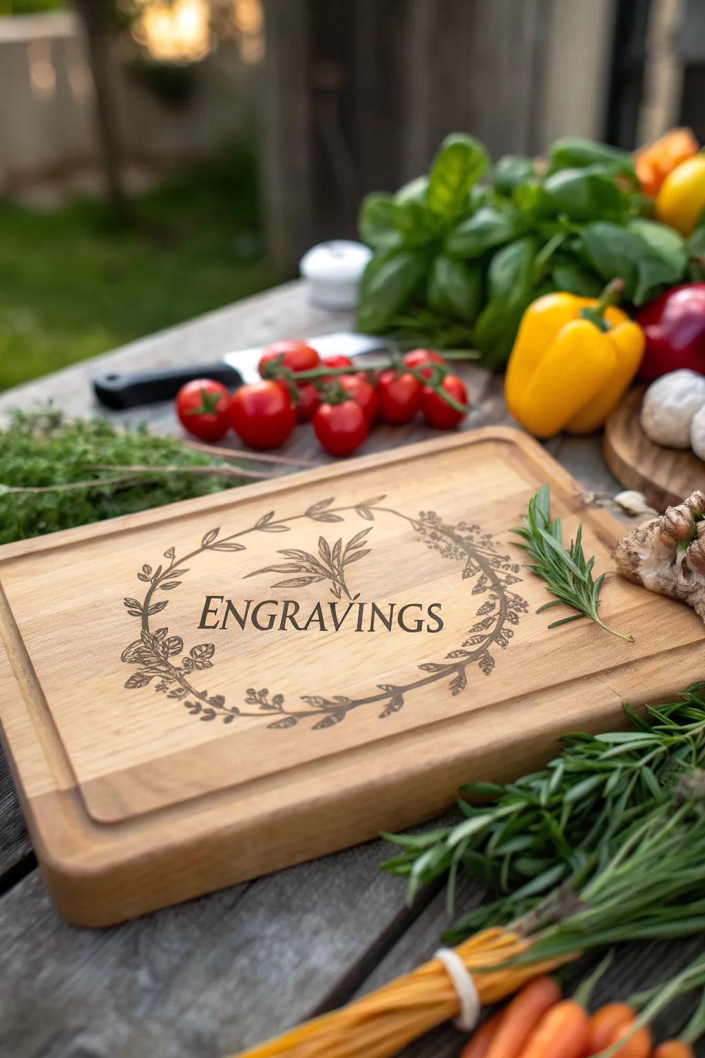 A custom cutting board that adds a personal touch to any kitchen.