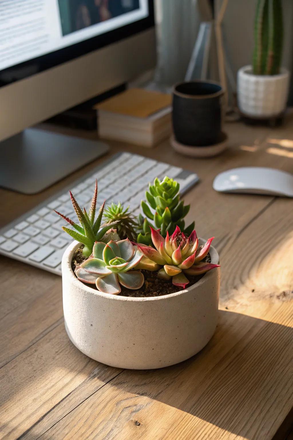 Succulents bring a refreshing touch of nature to any workspace.