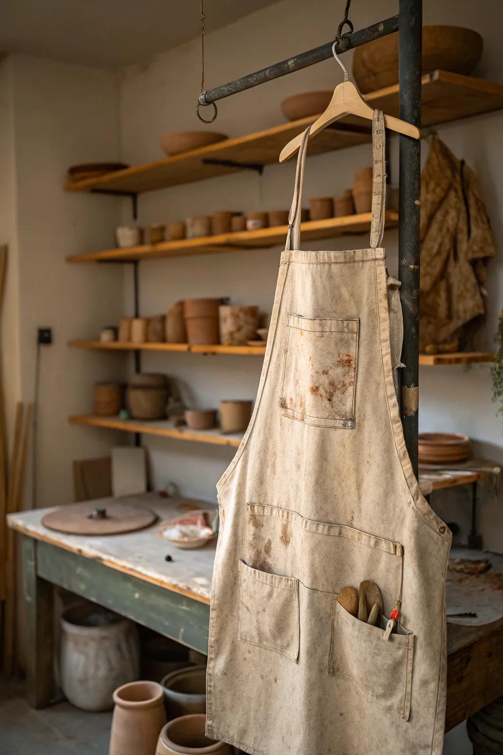 A stylish and practical apron for the creative potter.