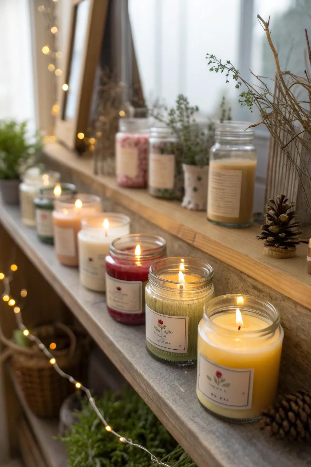 Handcrafted scented candles bring warmth and aroma to any home.