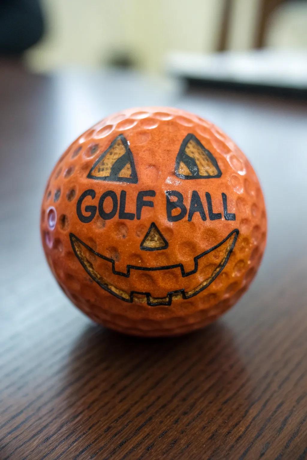 Transform your golf balls into charming jack-o'-lanterns with a touch of creativity!