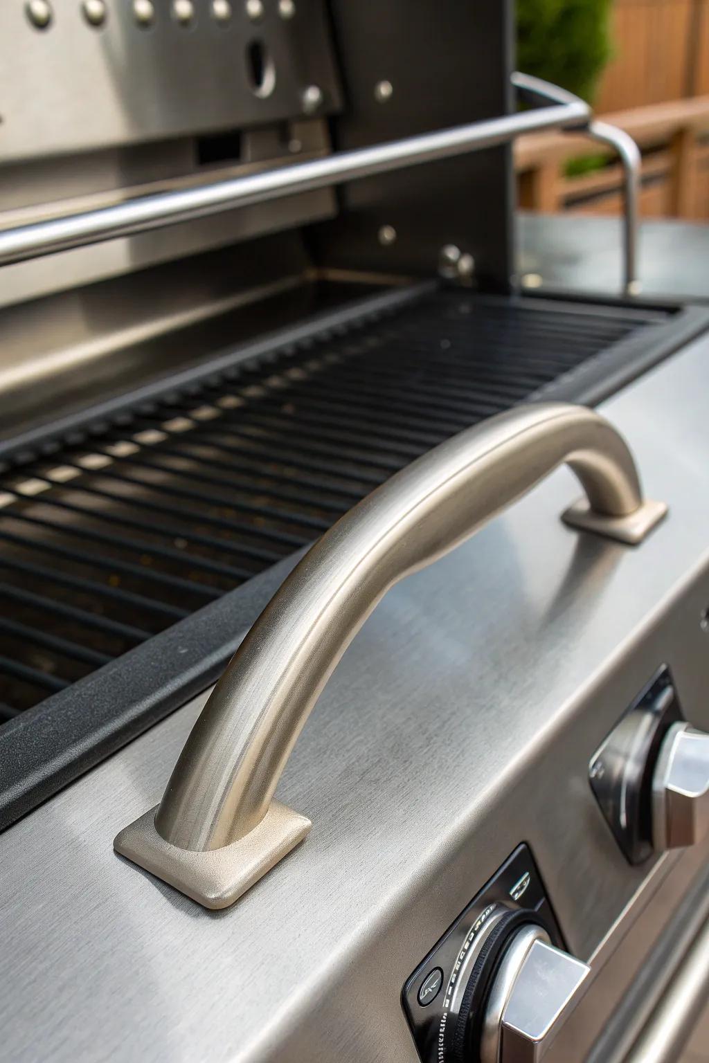 Upgrade your grill's style with the sleek sophistication of brushed metal elegance.