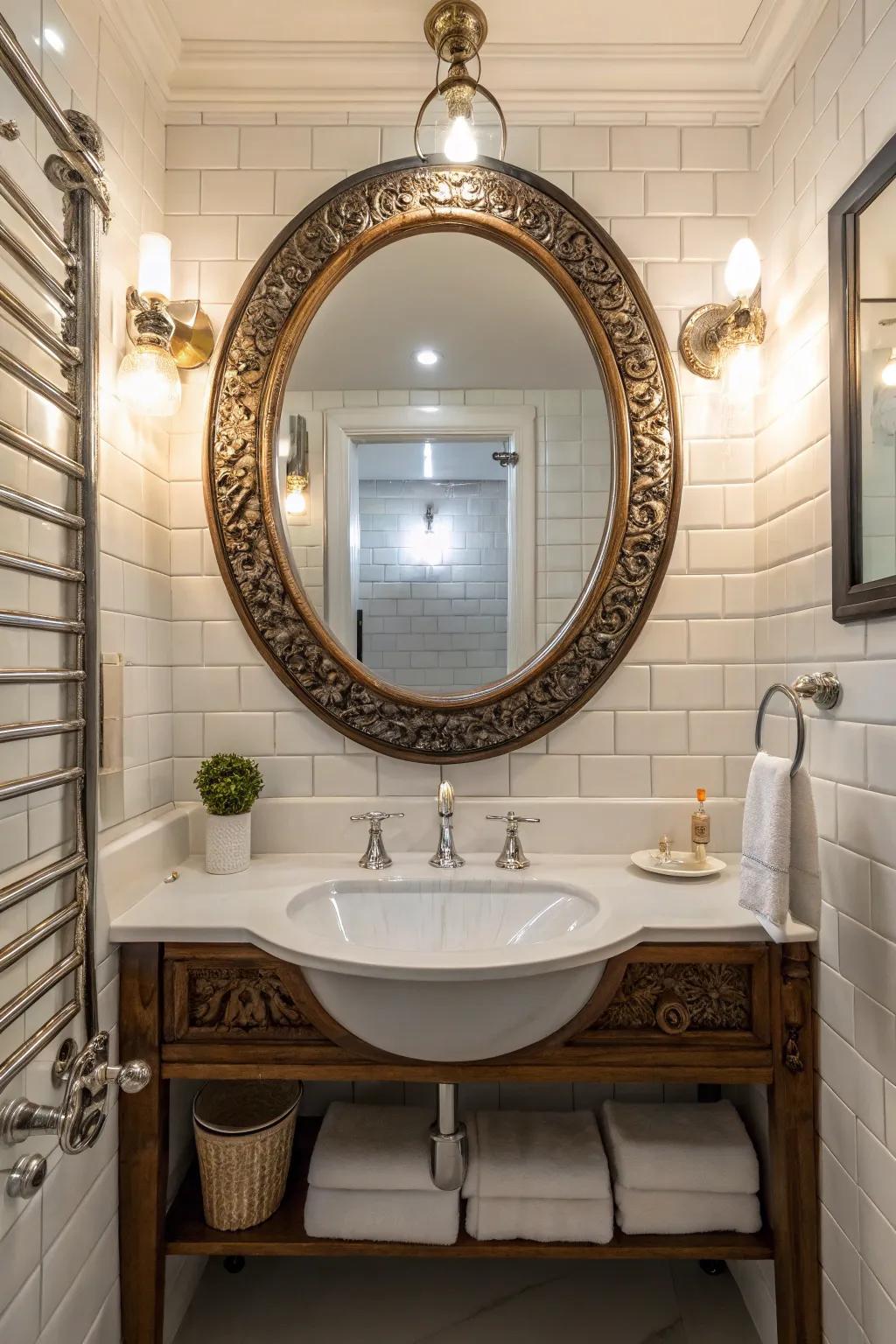 A statement mirror enhances both style and space.