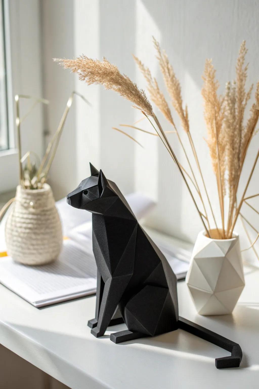 Craft your own elegant origami black cat and bring a touch of minimalist Halloween magic to your classroom!