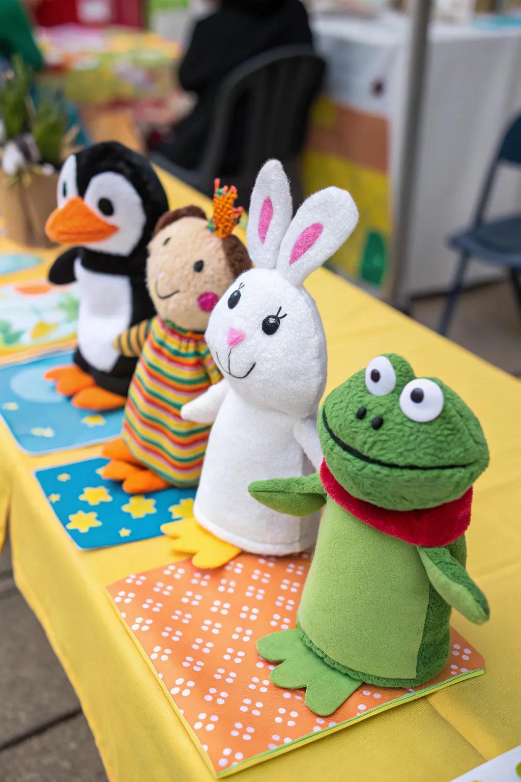 Fleece puppets are soft, cuddly, and easy to create.