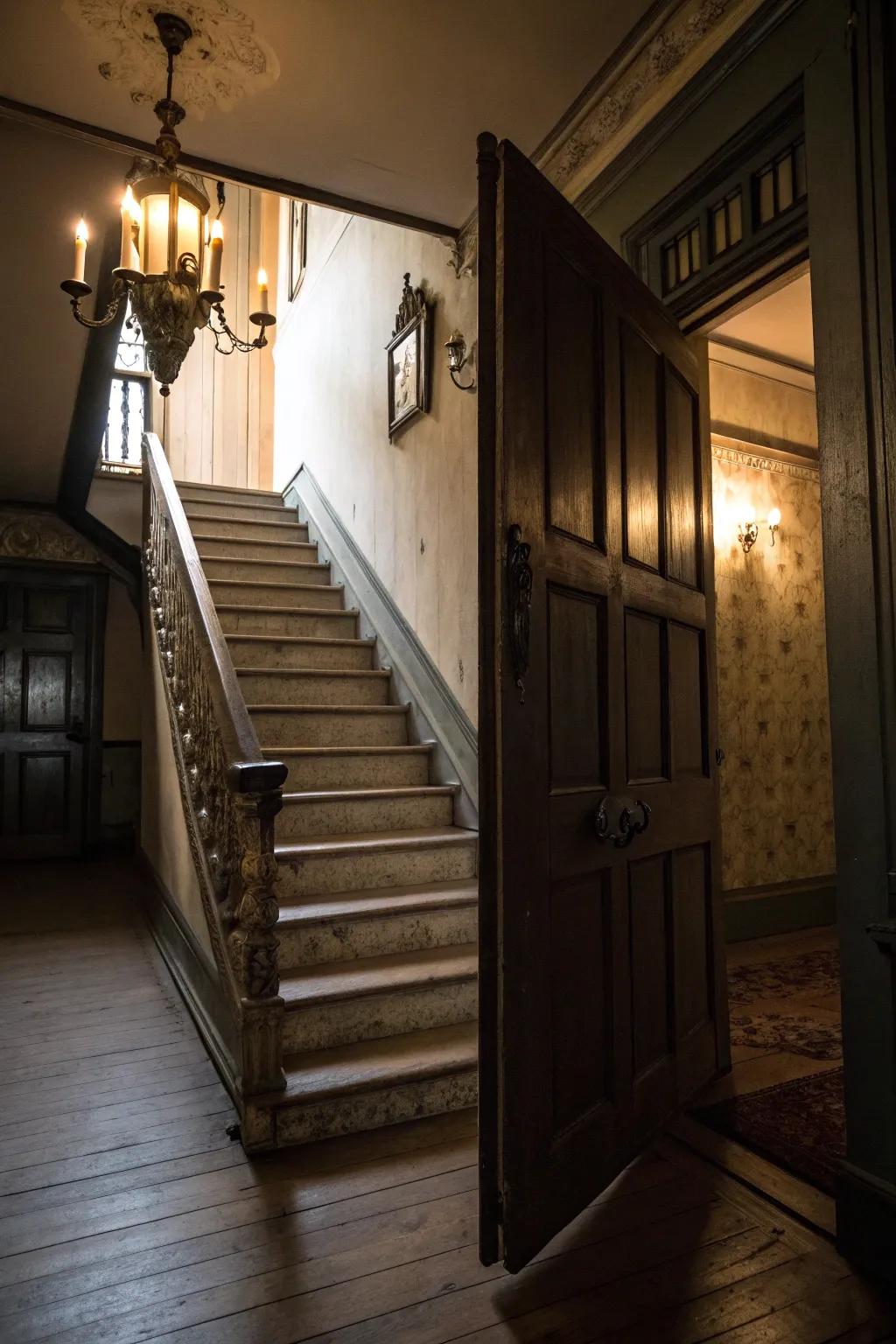 A secret door under the stairs