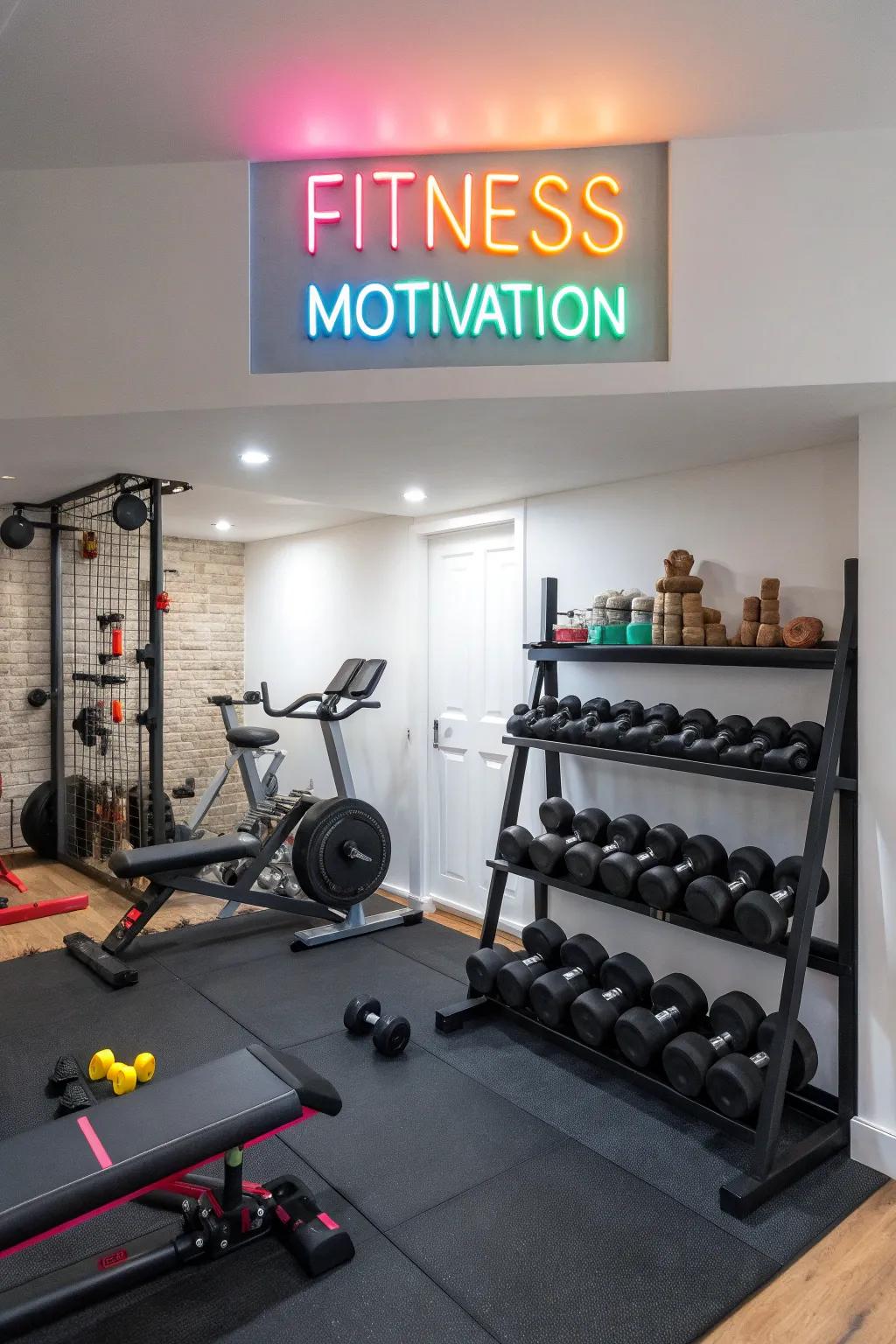 LED neon signs add a vibrant touch to any gym.