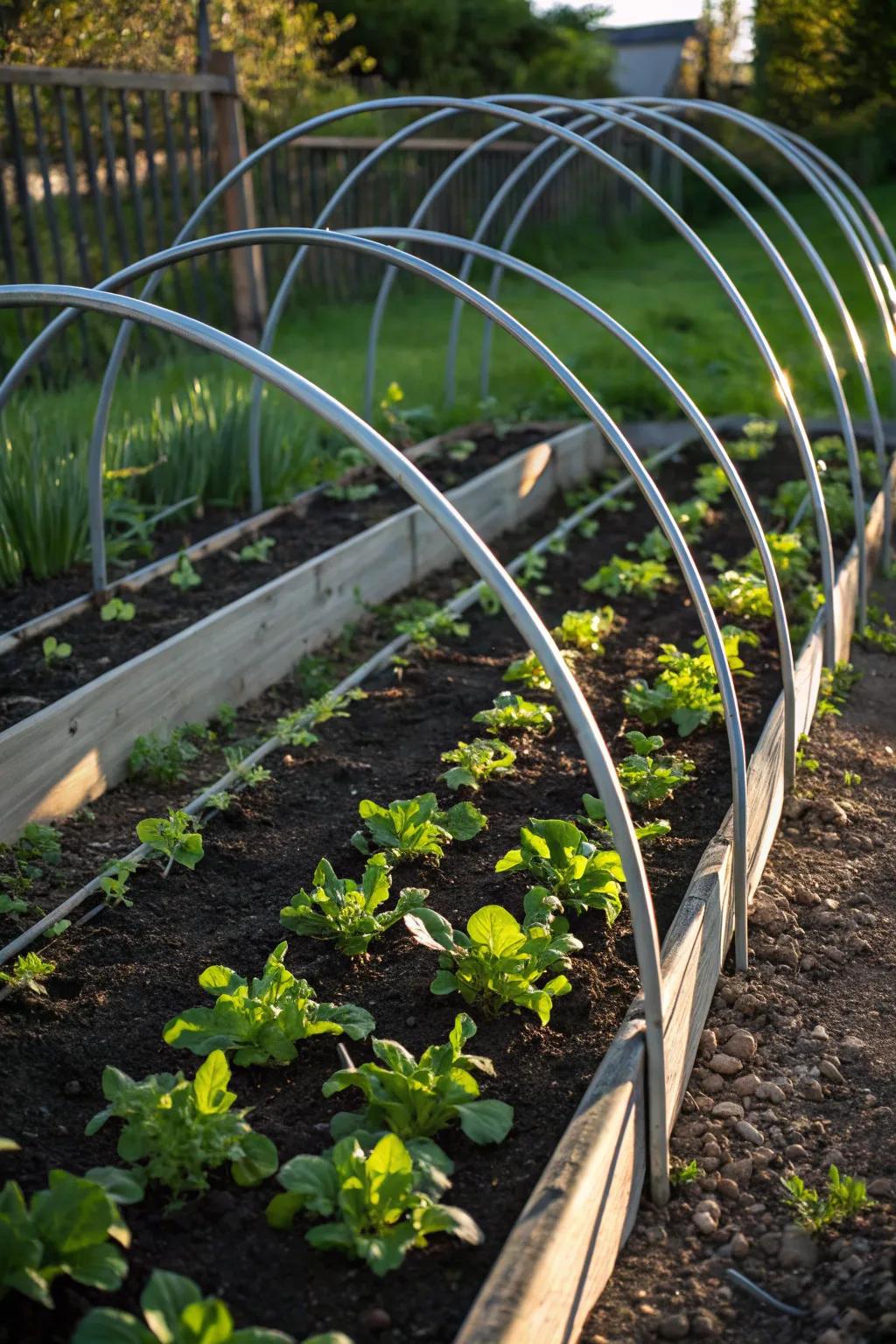 Elevate your garden game with expertly crafted mini hoop tunnels – a blend of beauty and functionality.