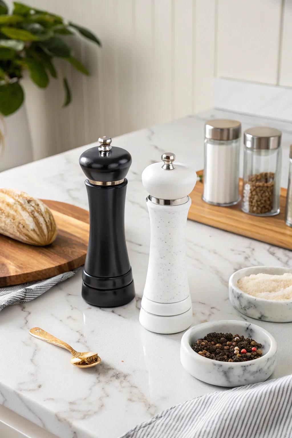 Elegant salt and pepper grinders that add flair to any kitchen.