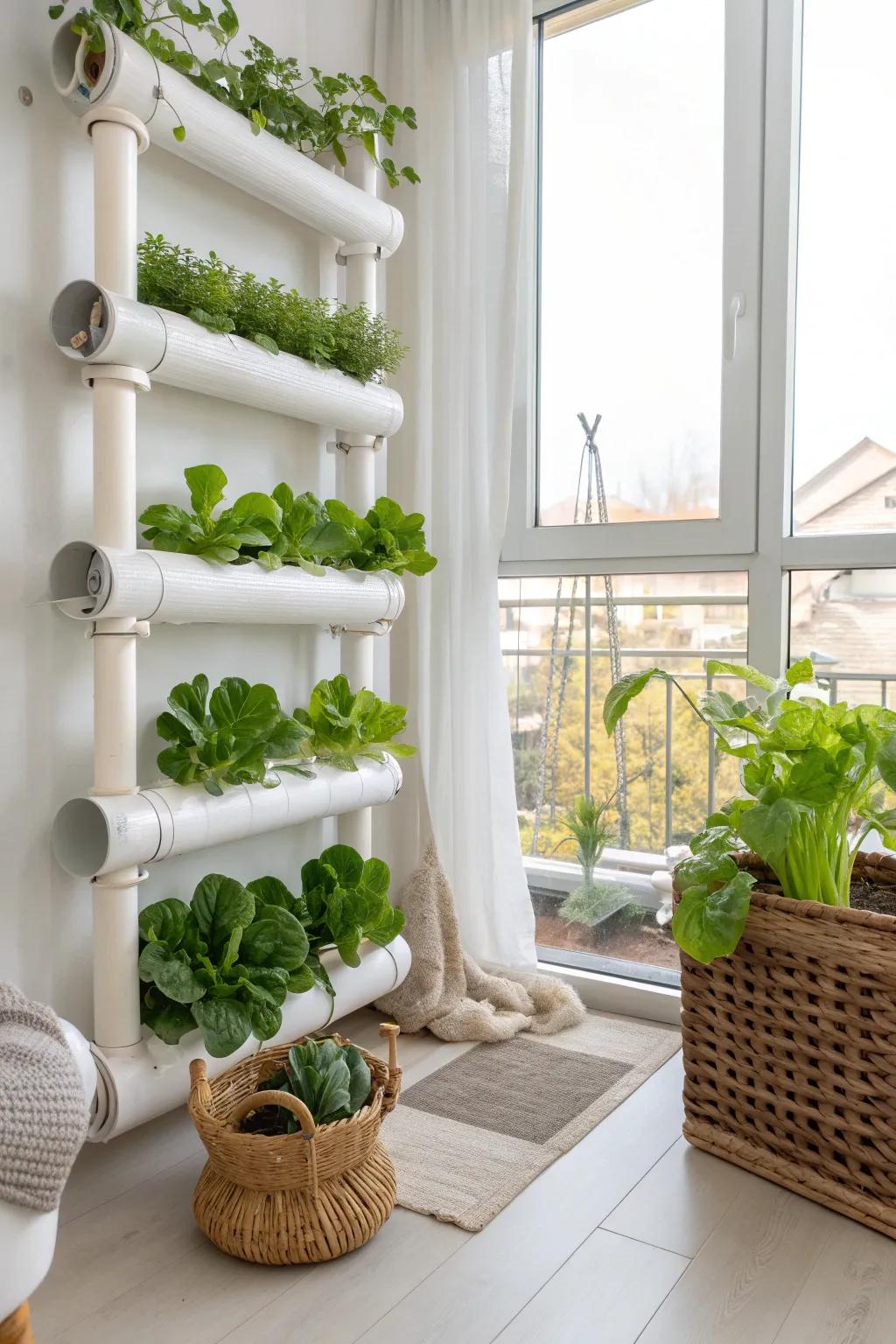 Discover the elegance of minimalism with our PVC pipe hydroponics—where simplicity meets nature.