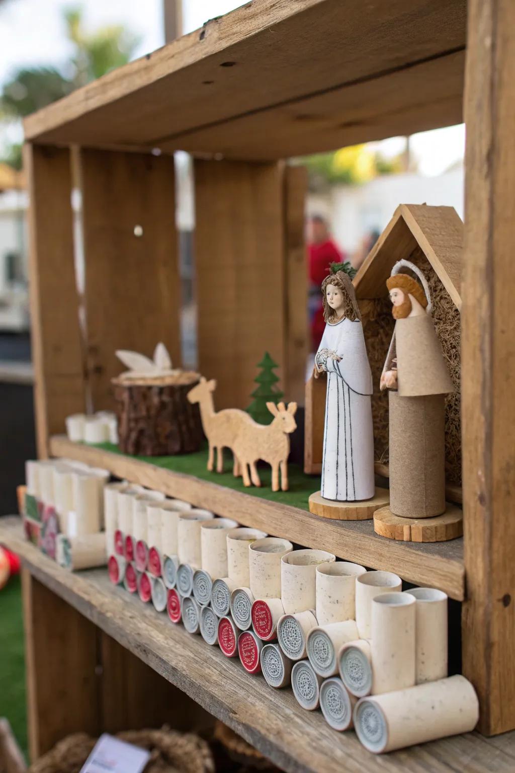 Craft a nativity scene using recycled materials for a sustainable holiday.