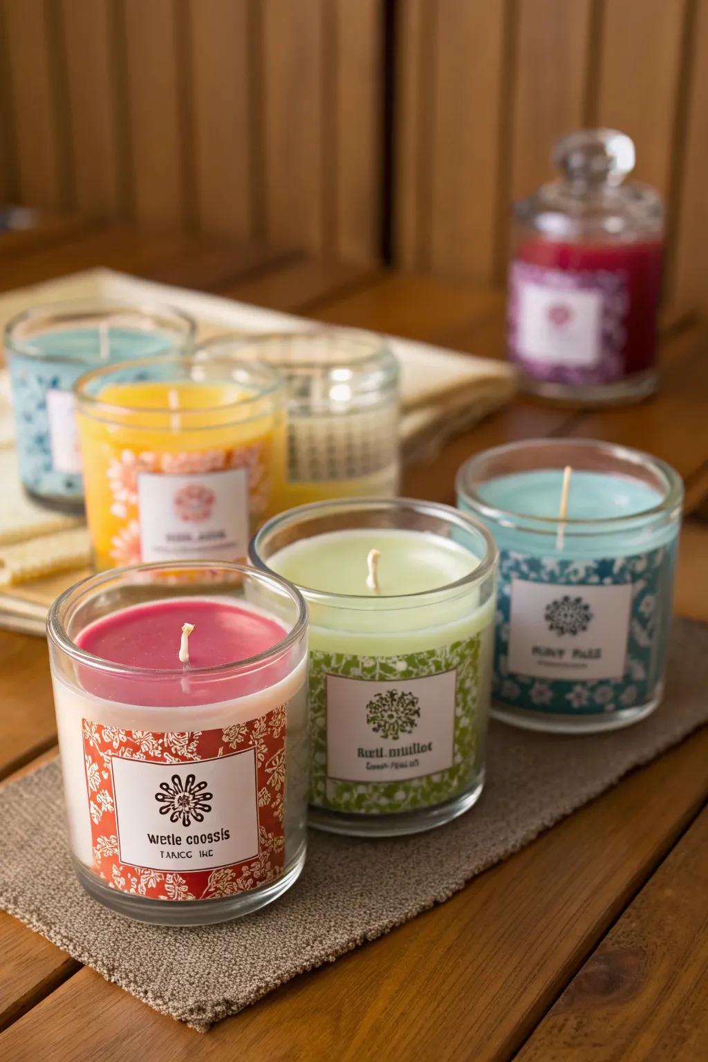 Homemade scented candles add warmth to your celebration.