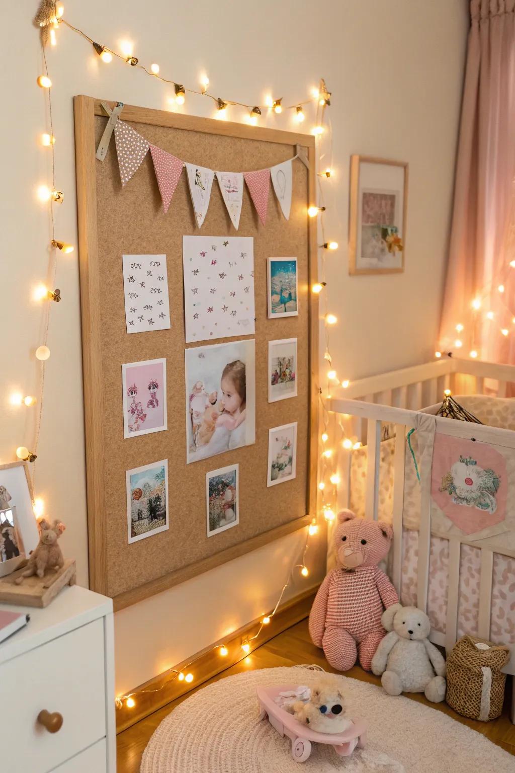 Fairy lights create a magical frame for your baby's precious moments.