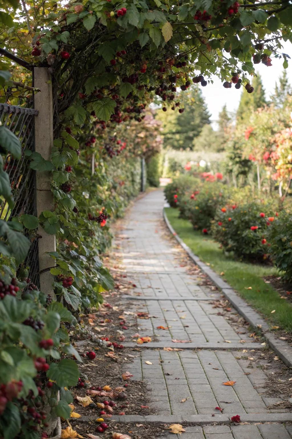 A charming berry walkway inviting exploration.