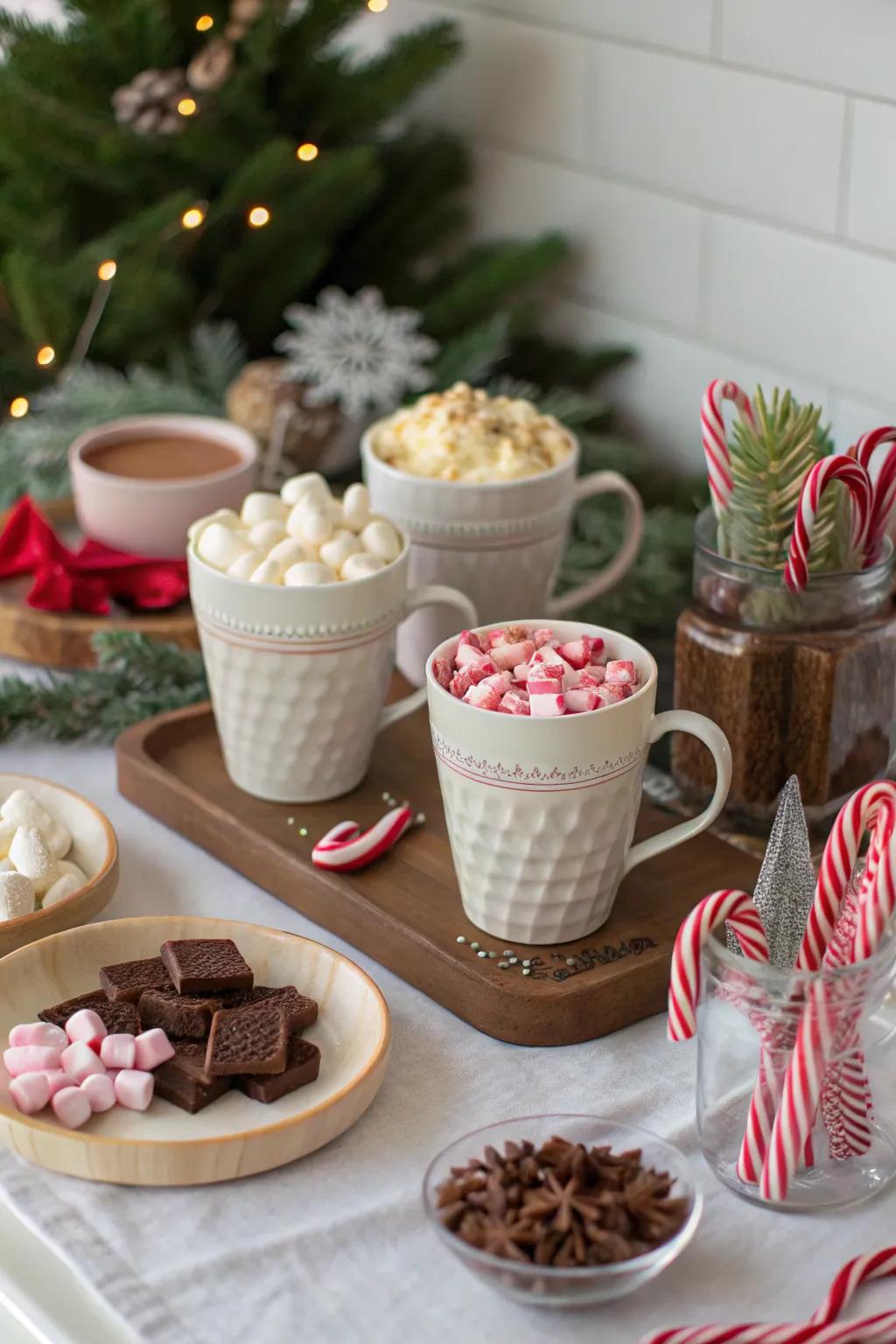 A hot chocolate bar is a sweet addition to your festive movie night.