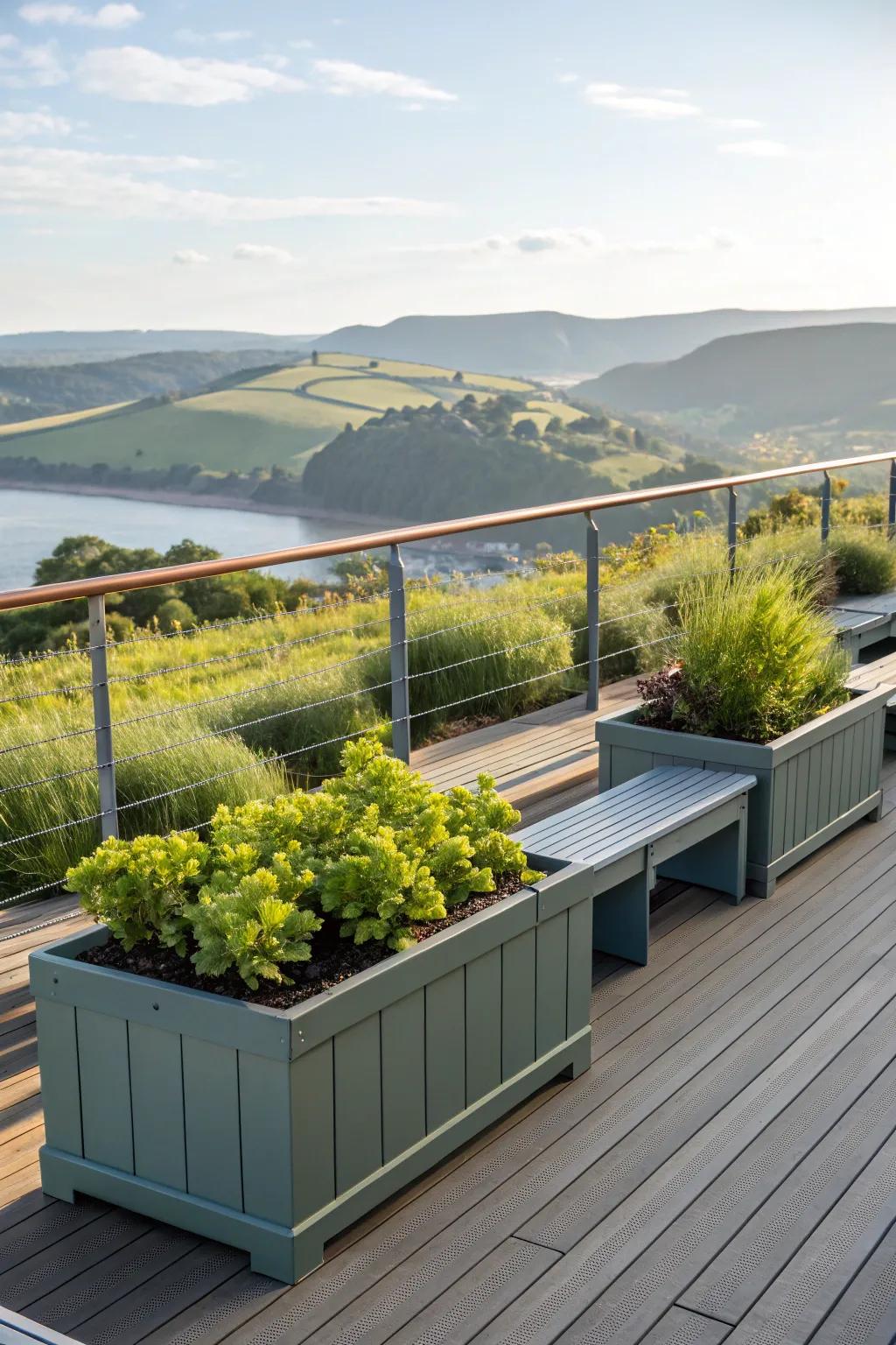 A cohesive color scheme that ties together the deck’s elements beautifully.