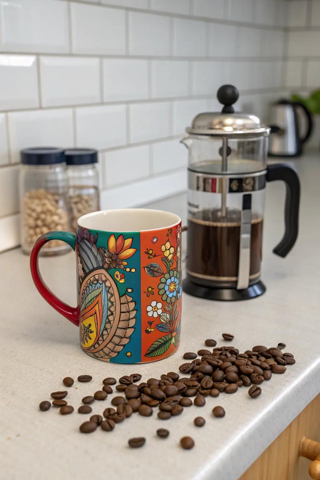 Create personalized mugs with vinyl decals for a delightful coffee experience.