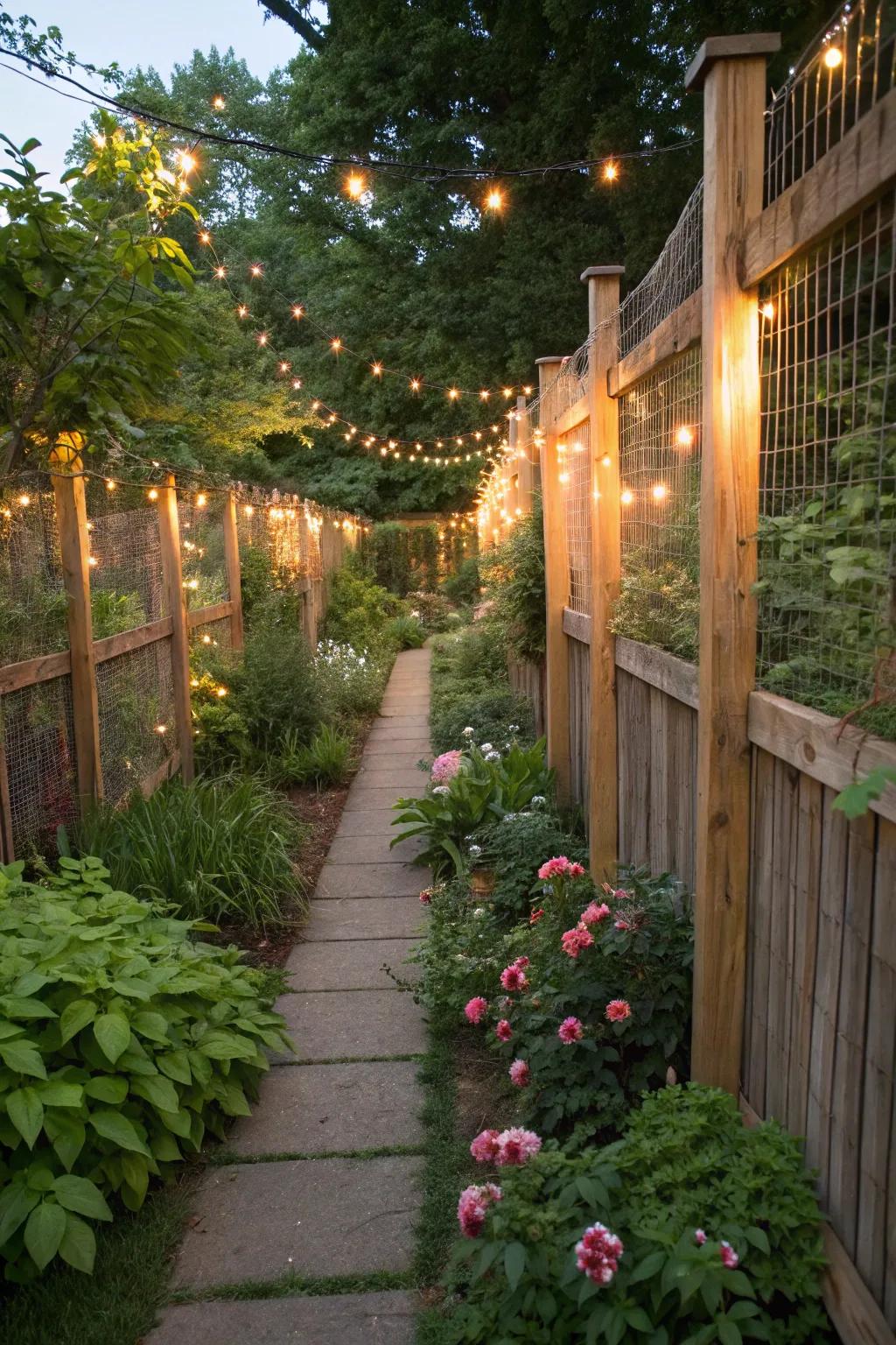 Transform your garden fences with a gentle glow.