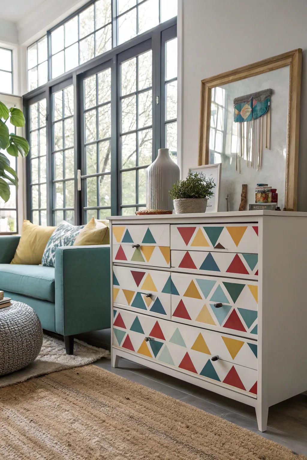 Geometric patterns bring a modern flair to any drawer.