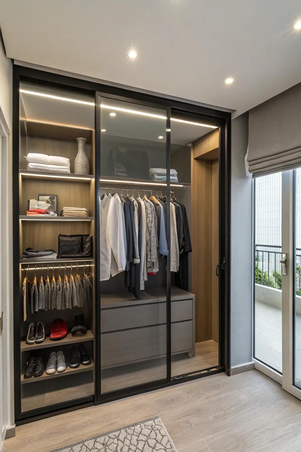 Sliding doors add elegance and functionality to your closet.