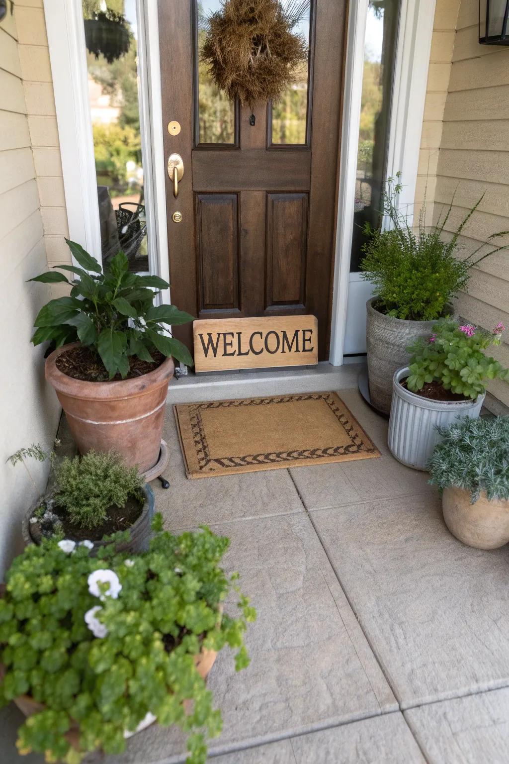 Welcome your guests with a stylish wooden doormat.