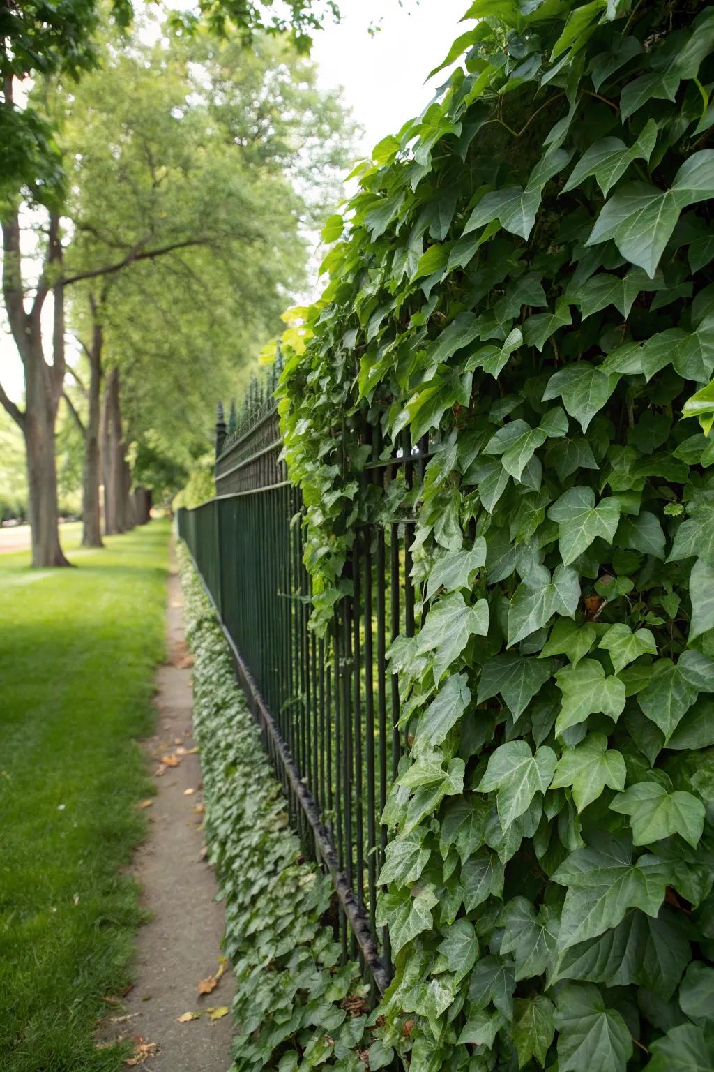 Ivy provides a lush, green backdrop all year long.