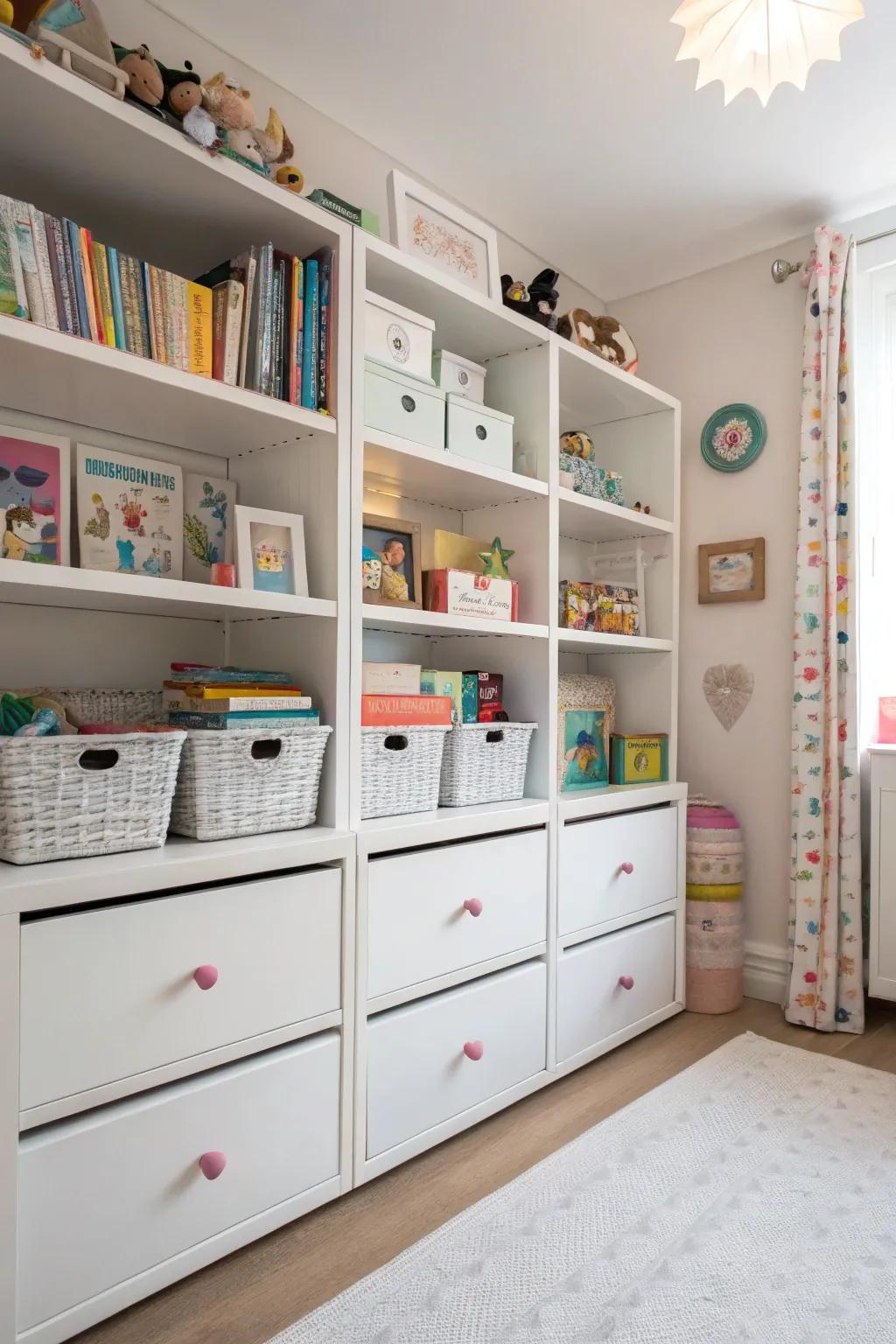 Secure and accessible storage solutions for a child's personal belongings.