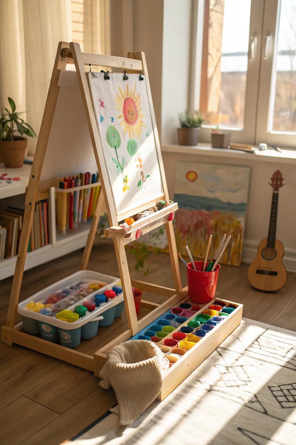 An art easel setting the stage for young Picassos