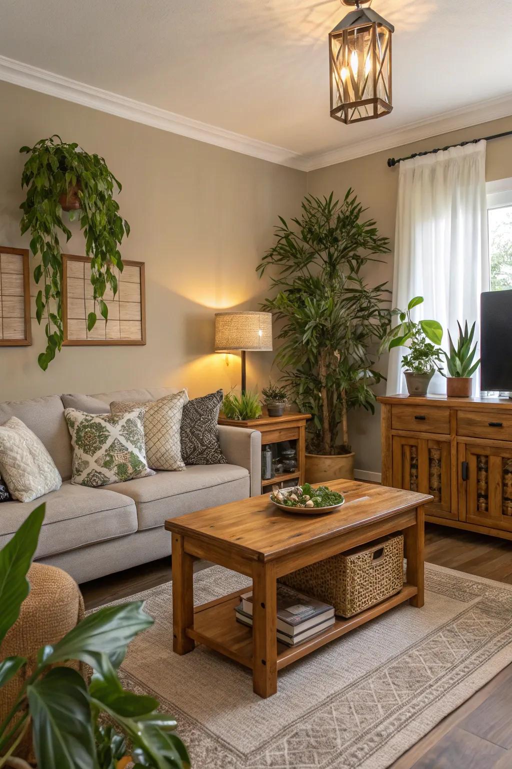 Greige walls create a warm and inviting atmosphere in this living room.